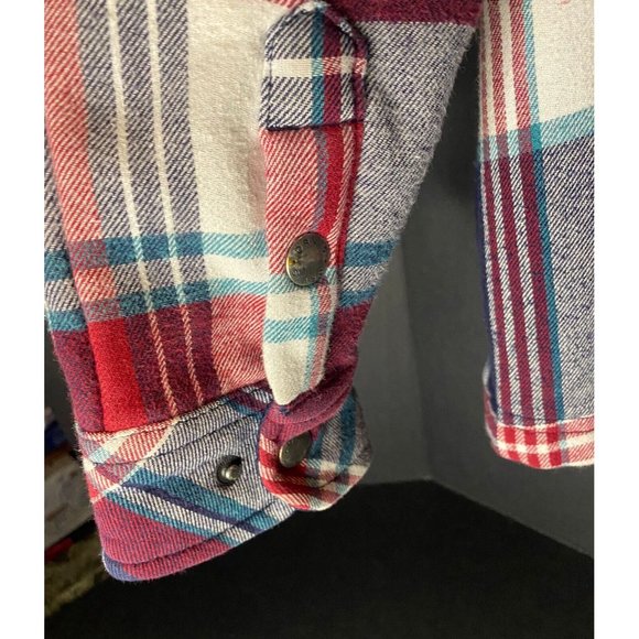 Orvis Womens S Plaid Flannel Lined Tartan Plaid Shirt Jacket Snap Western - Picture 3 of 8